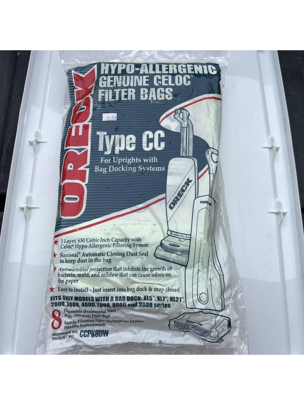 Pack of 8 Oreck XL Type CC Vacuum Cleaner Bags CCPK8DW *NEW*